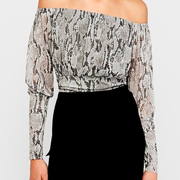 Express Tops - New - Print Off the Shoulder Top - XS